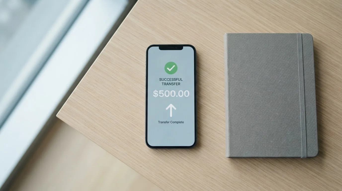 A phone showing a stablecoin transfer screen