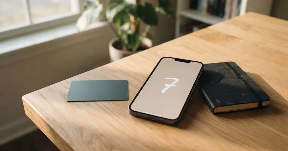 A payment card next to a phone with a crypto wallet app open
