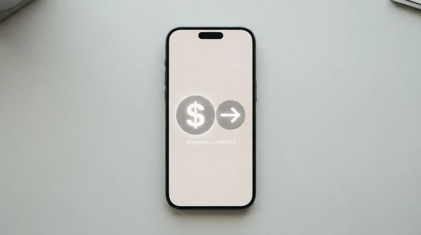 A phone showing a stablecoin transfer screen