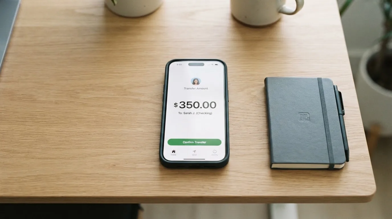 A phone showing a stablecoin transfer screen