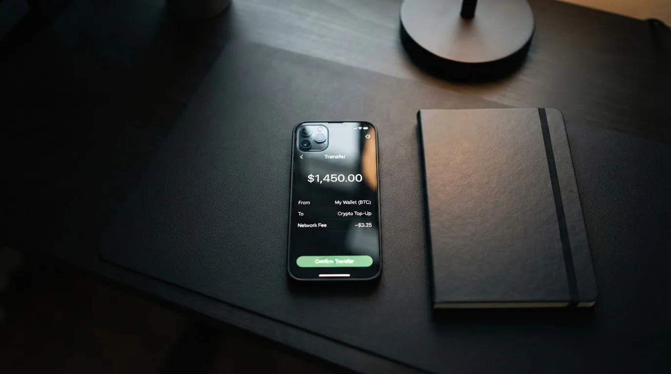 A phone showing a stablecoin transfer screen