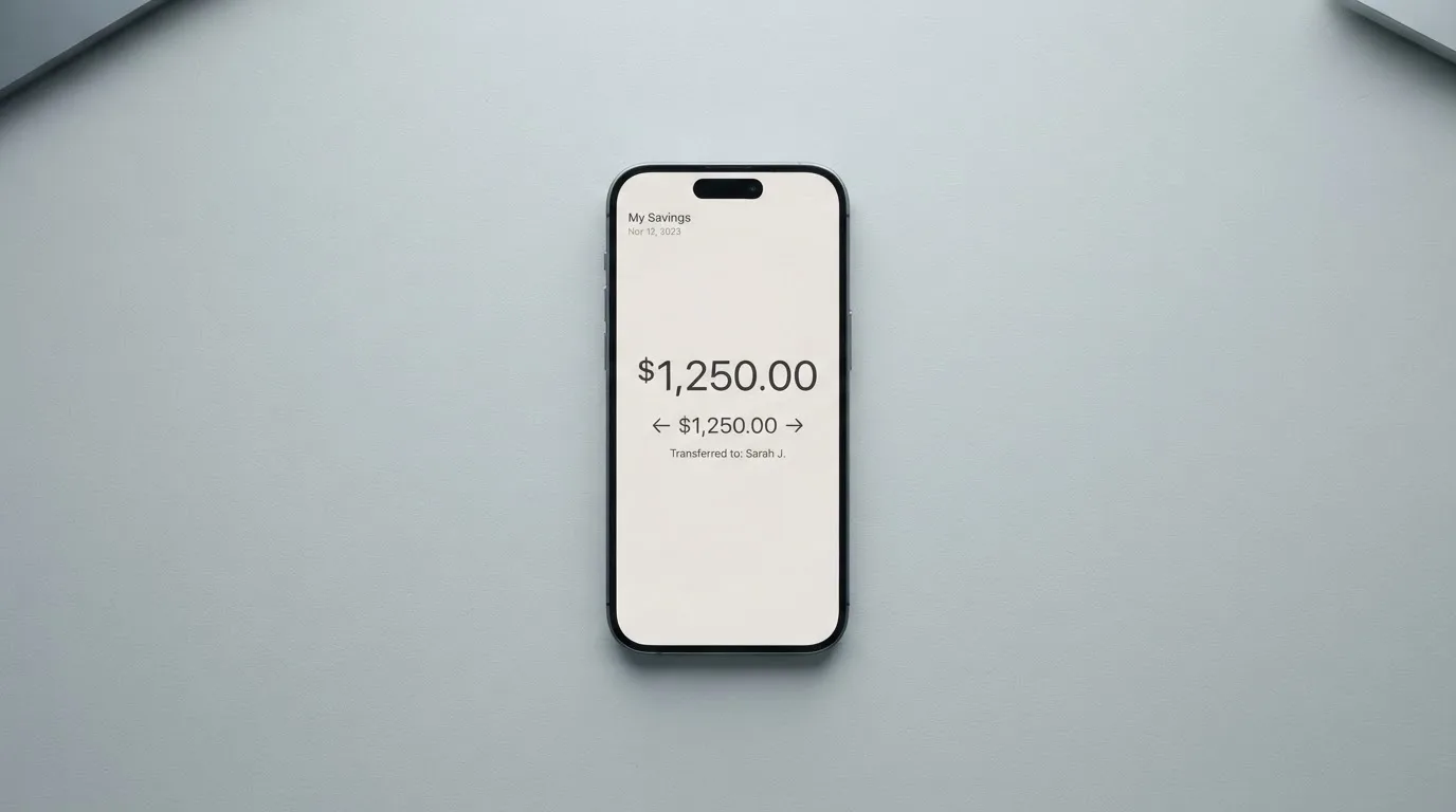 A phone showing a stablecoin transfer screen