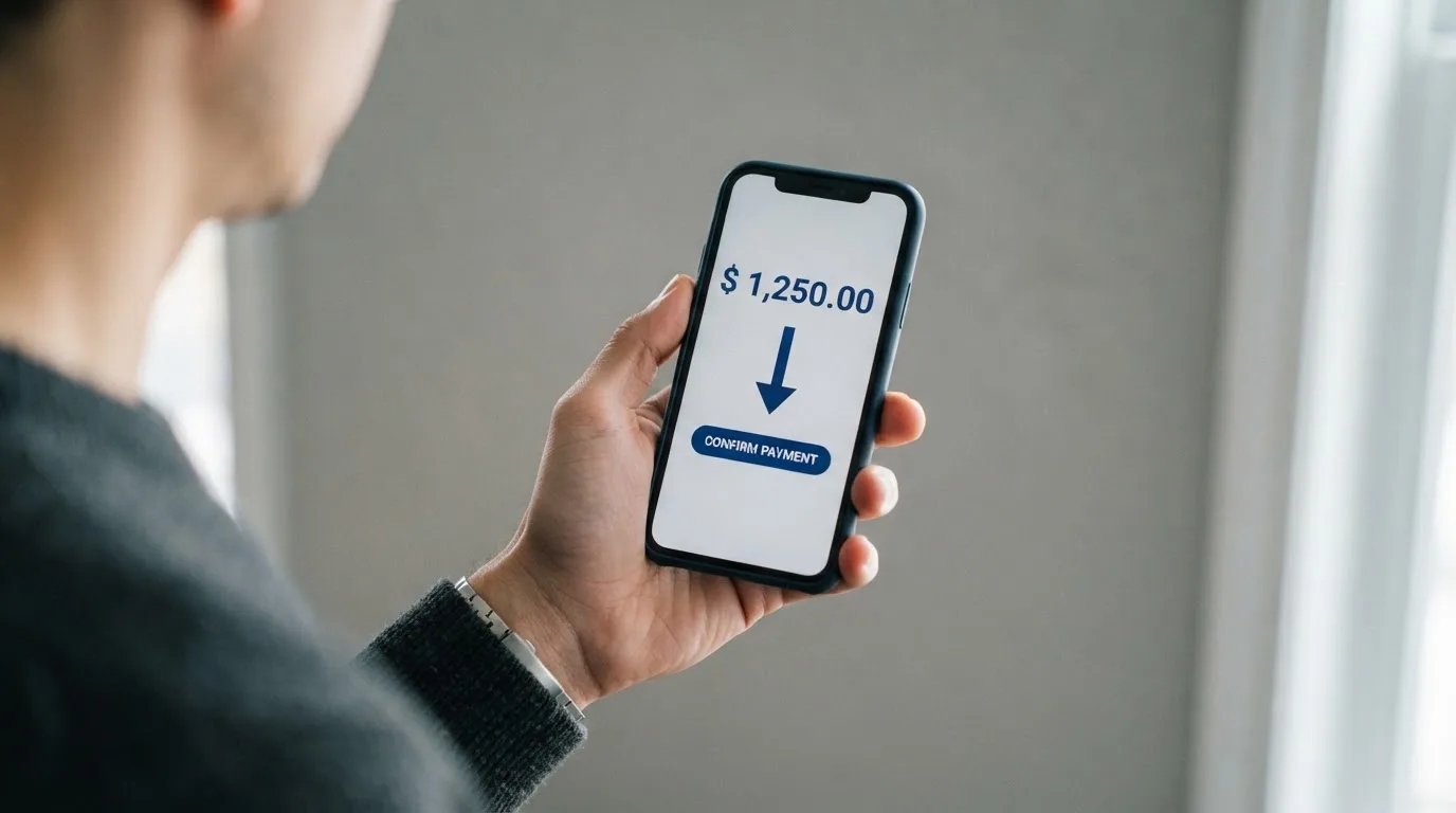 A phone showing a stablecoin transfer screen
