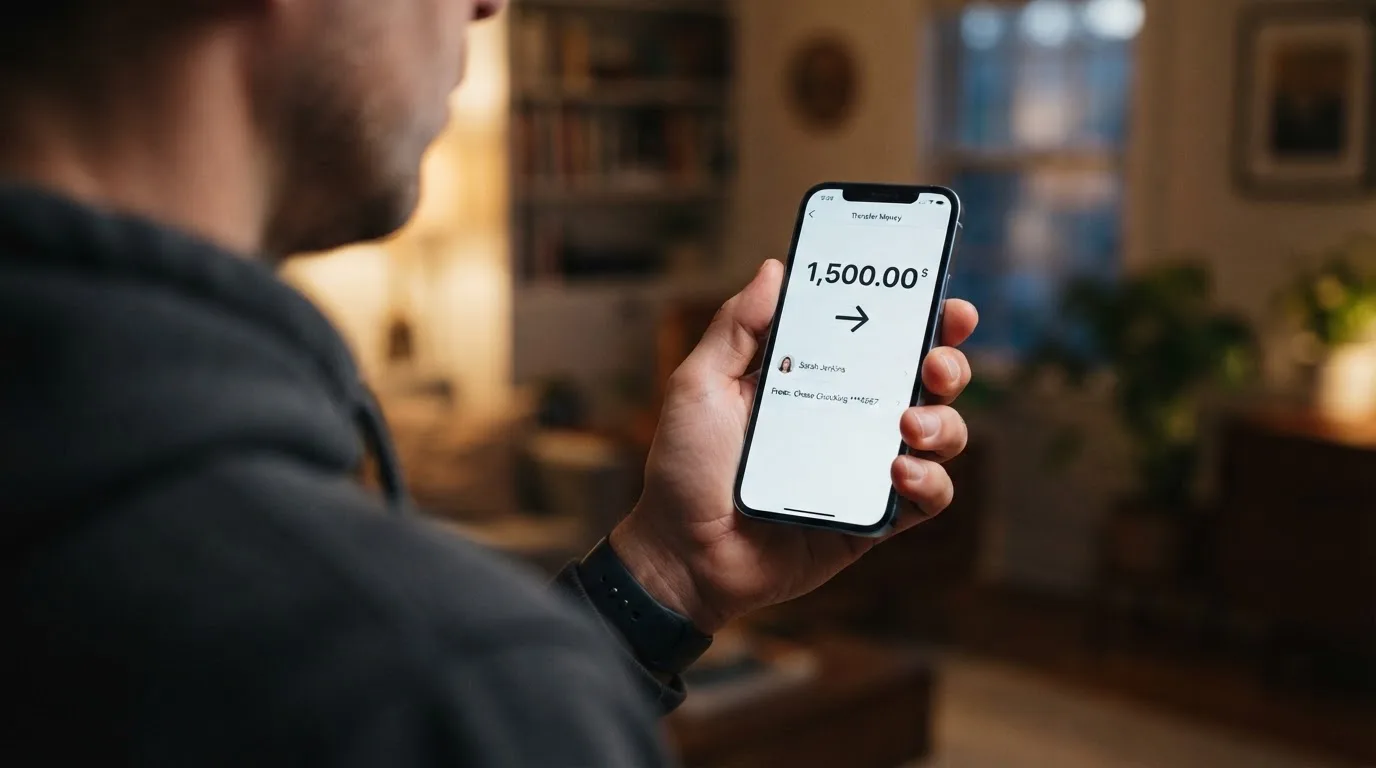 A phone showing a stablecoin transfer screen