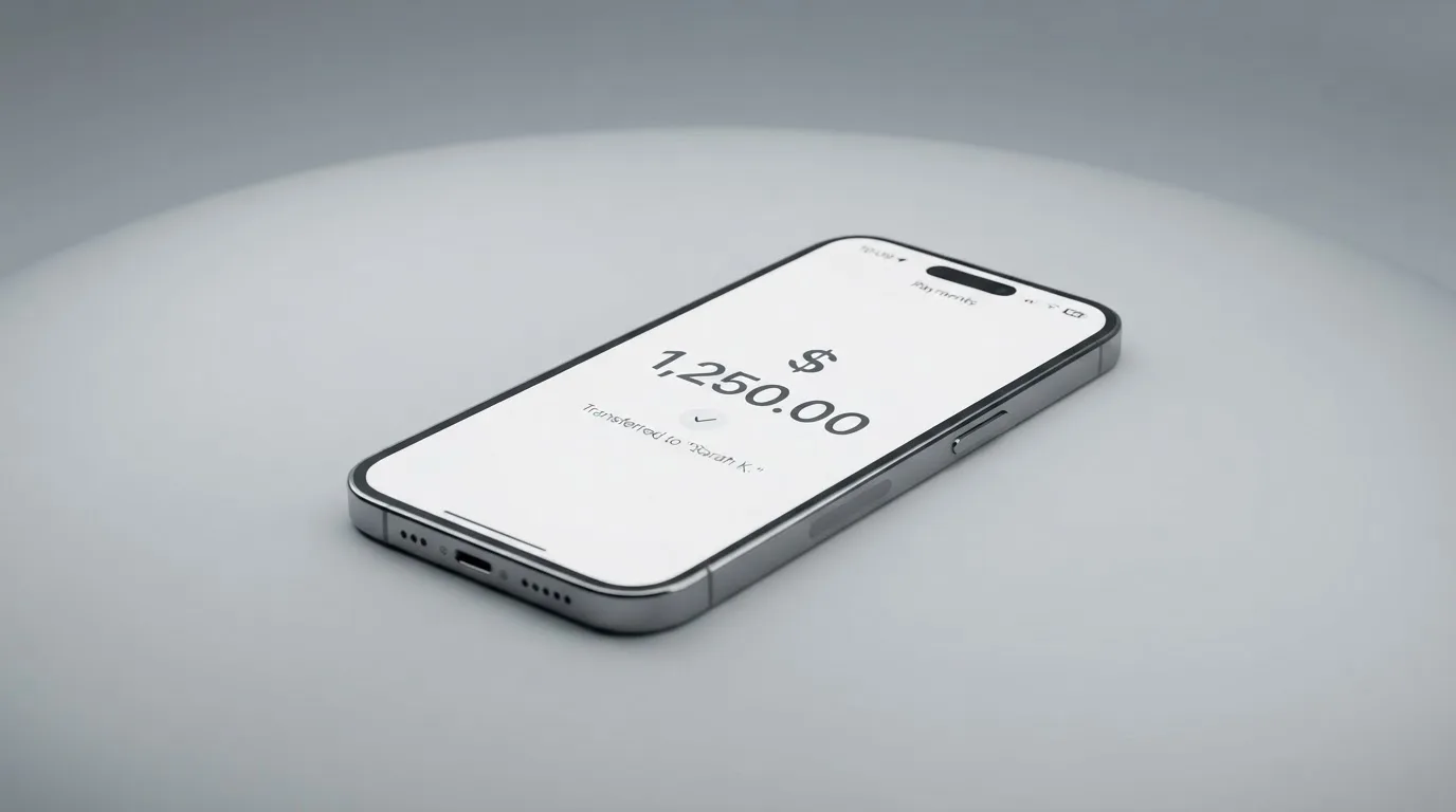 A phone showing a stablecoin transfer screen