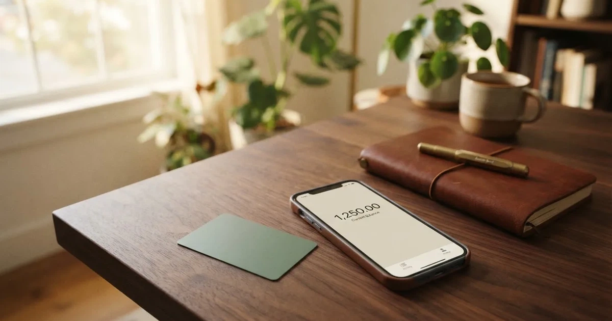 A payment card next to a phone with a crypto wallet app open