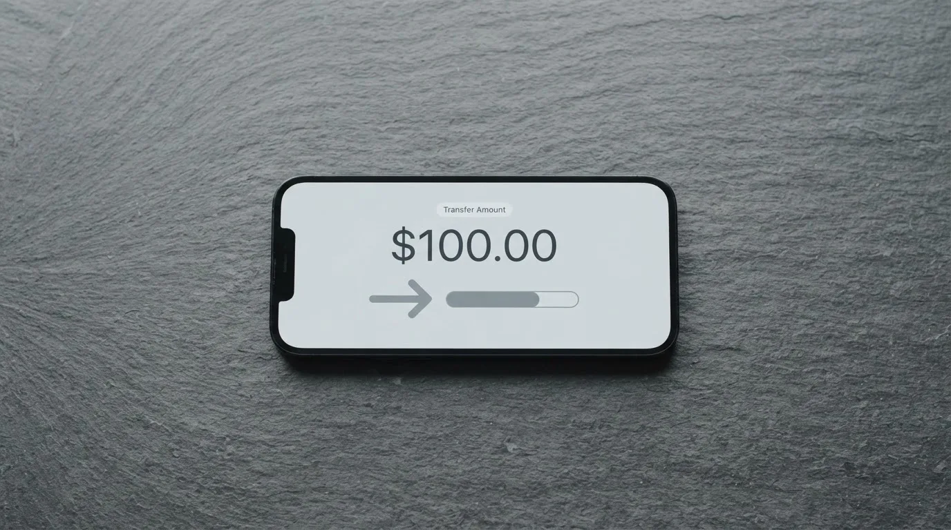 A phone showing a stablecoin transfer screen