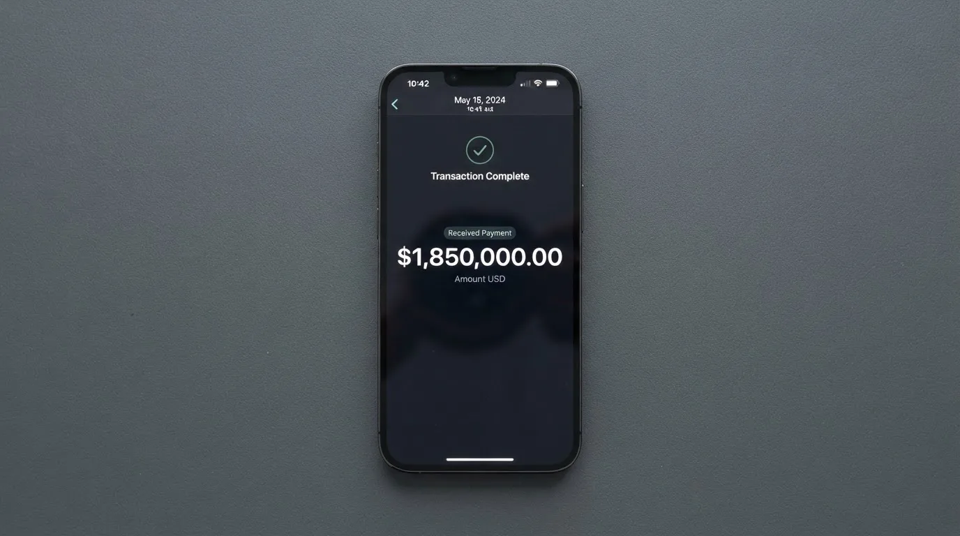 A phone showing a stablecoin transfer screen