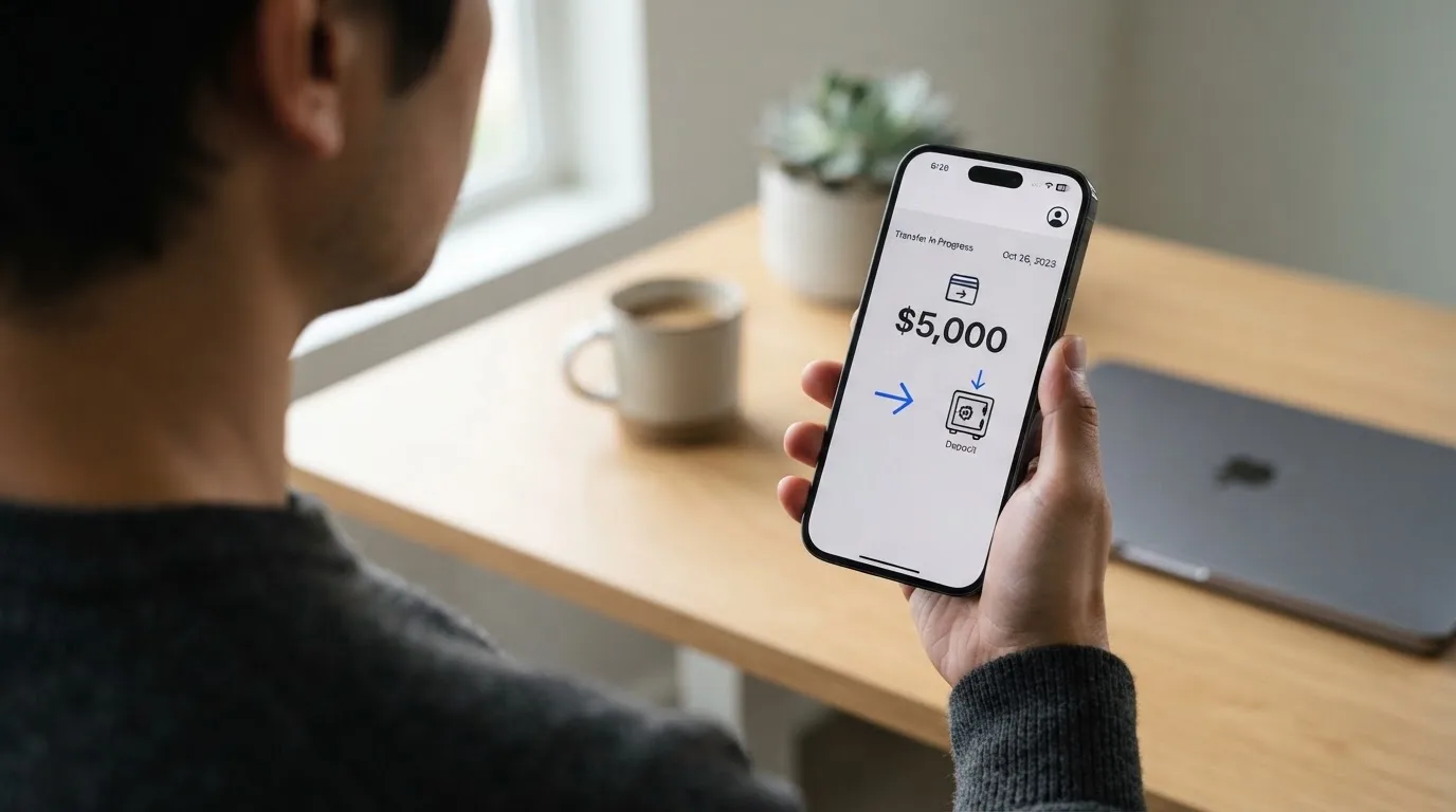 A phone showing a stablecoin transfer screen