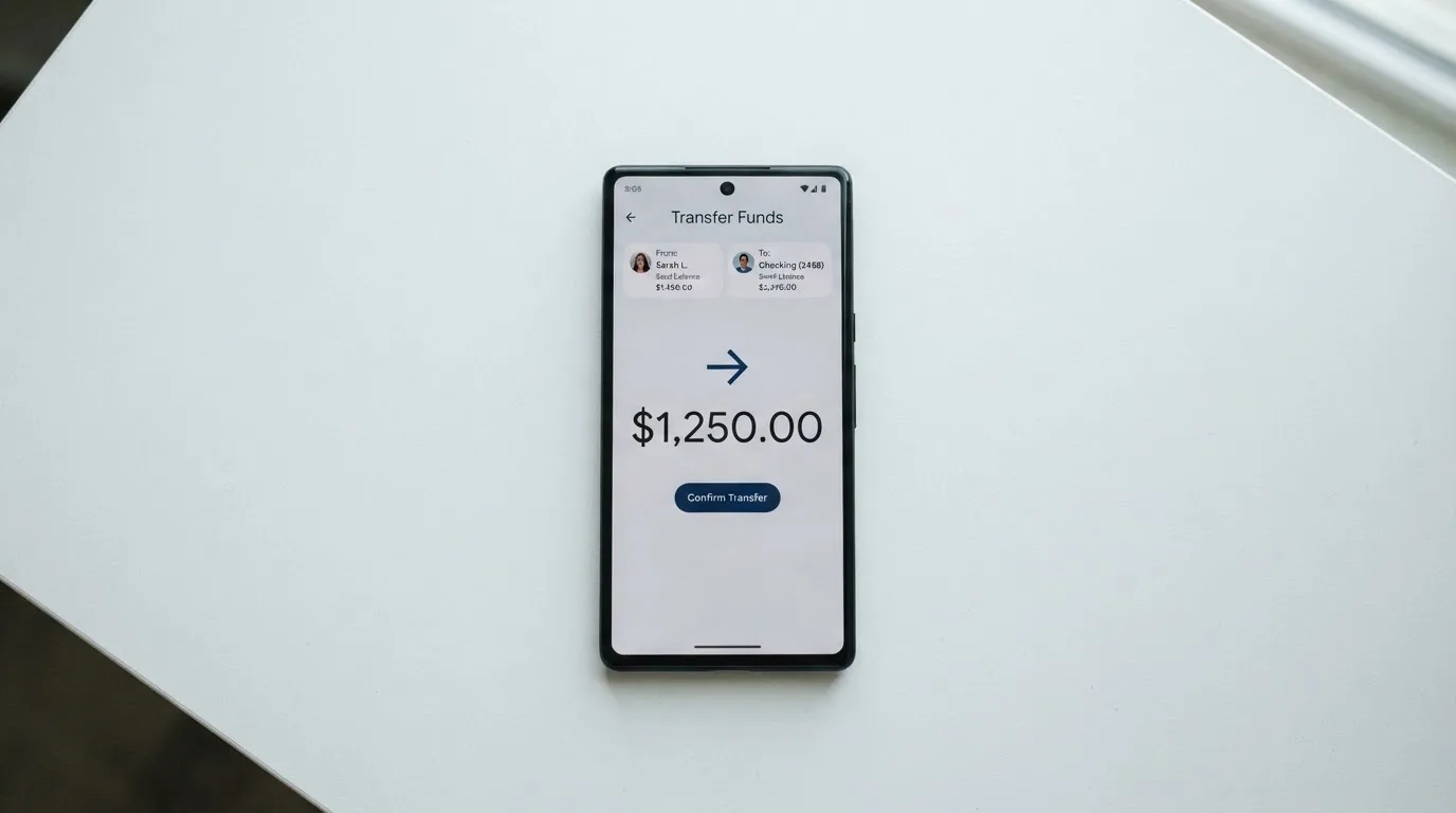 A phone showing a stablecoin transfer screen
