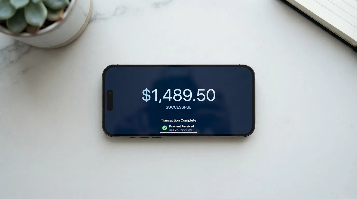 A phone showing a stablecoin transfer screen