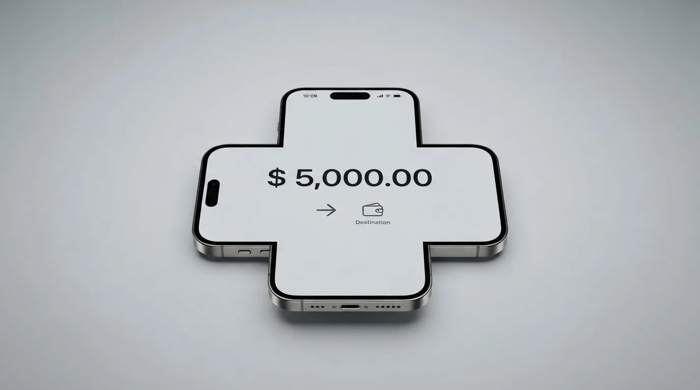 A phone showing a stablecoin transfer screen