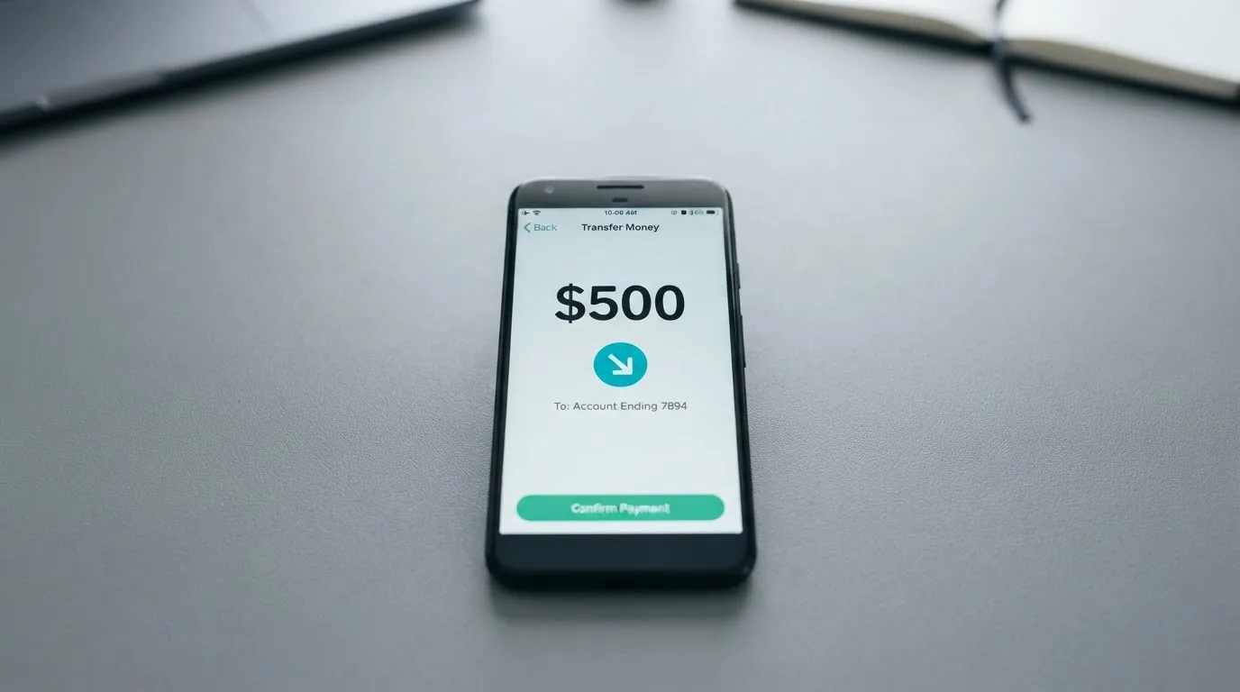 A phone showing a stablecoin transfer screen