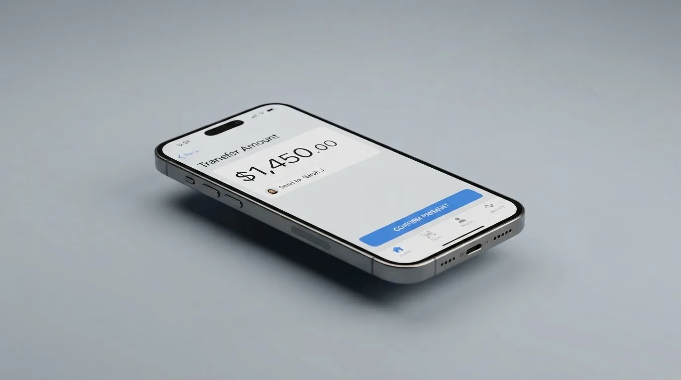 A phone showing a stablecoin transfer screen