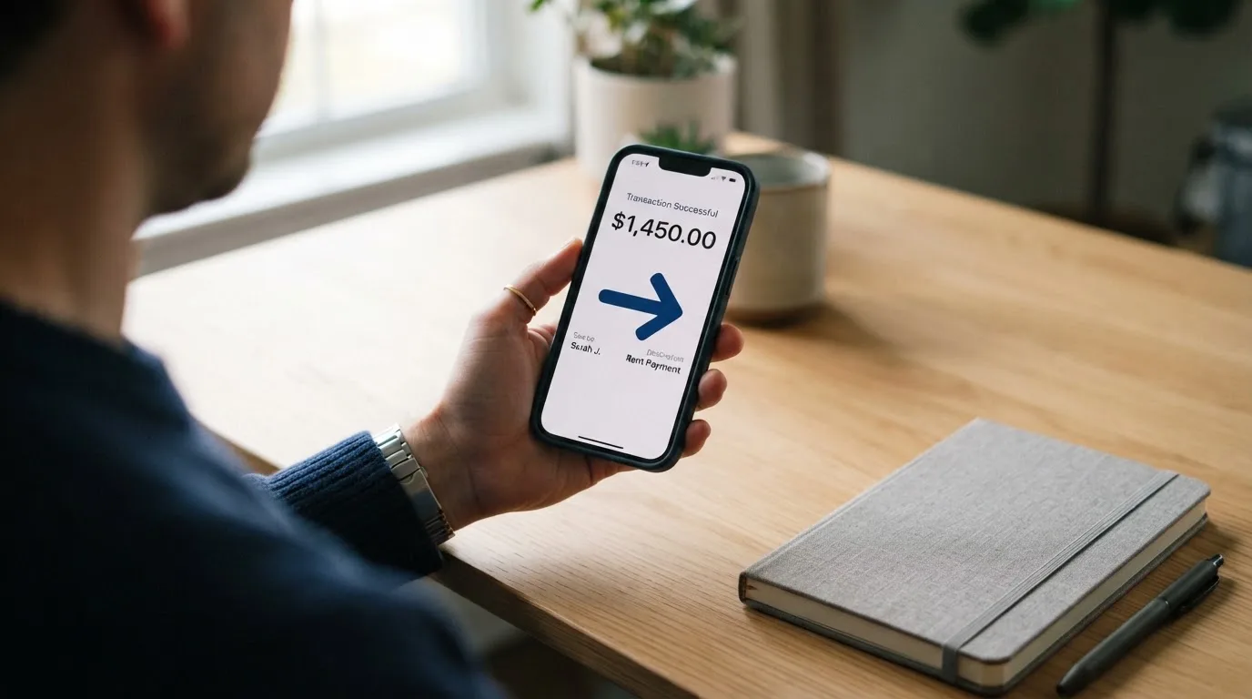 A phone showing a stablecoin transfer screen