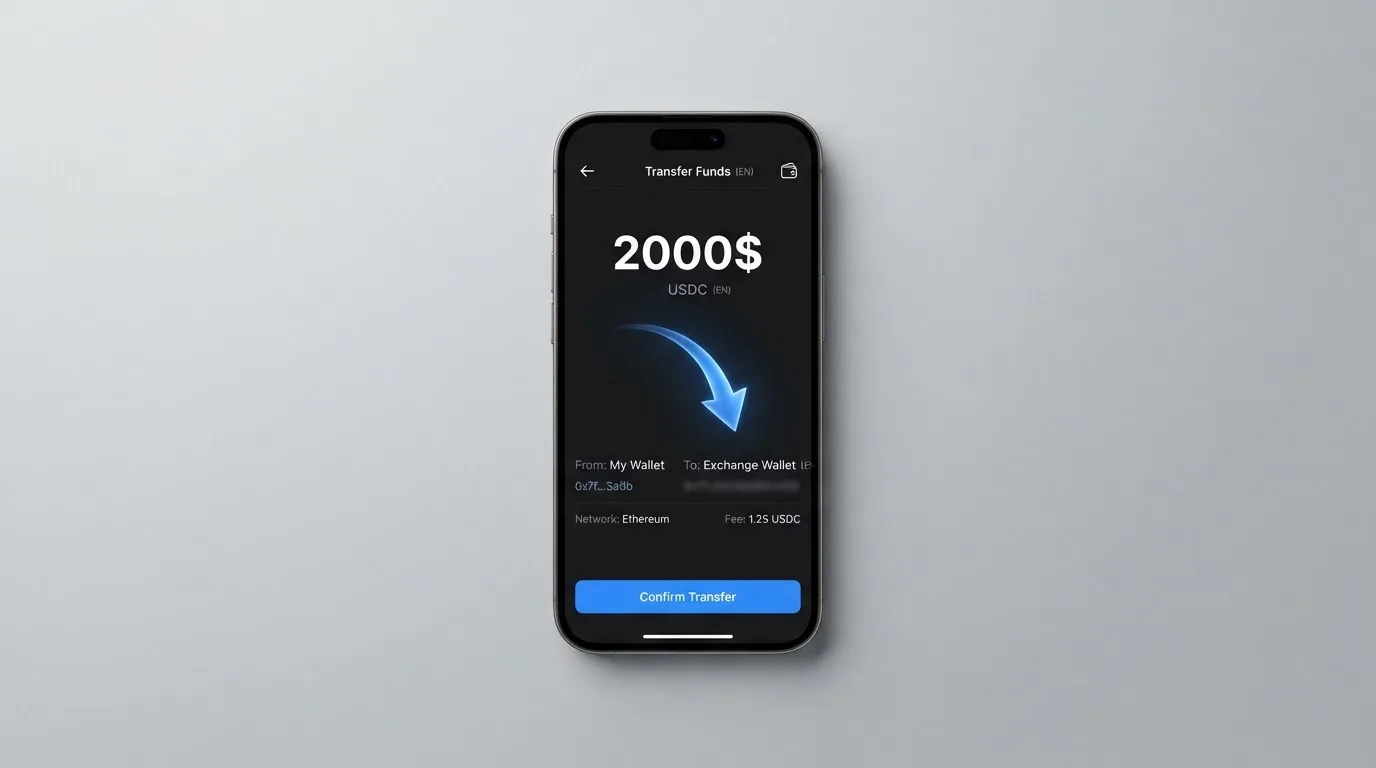 A phone showing a stablecoin transfer screen