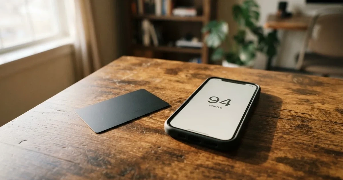 A payment card next to a phone with a crypto wallet app open