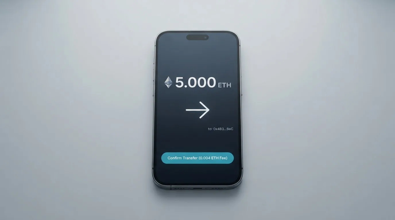 A phone showing a stablecoin transfer screen