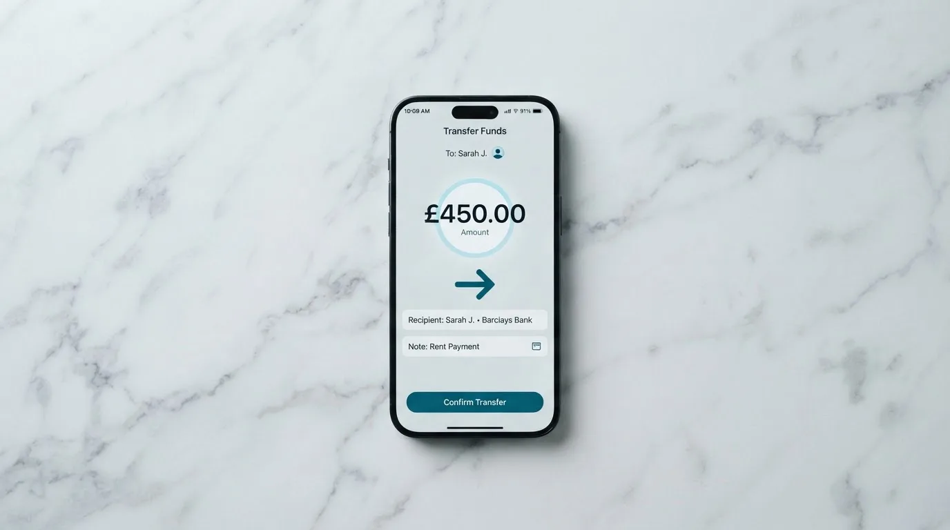 A phone showing a stablecoin transfer screen