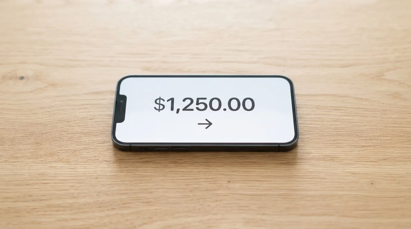 A phone showing a stablecoin transfer screen
