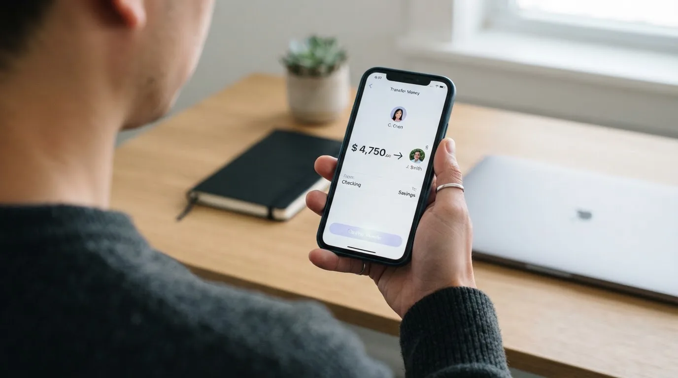 A phone showing a stablecoin transfer screen