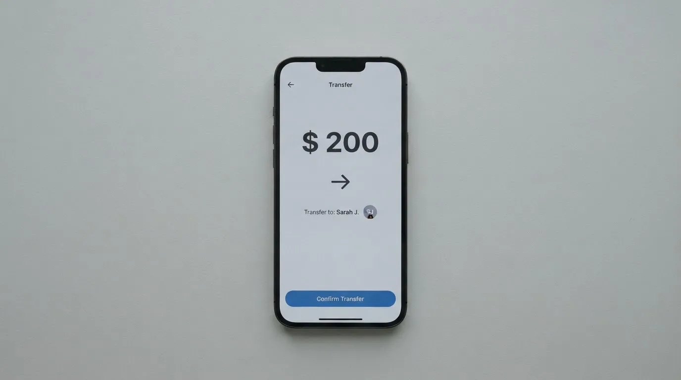 A phone showing a stablecoin transfer screen