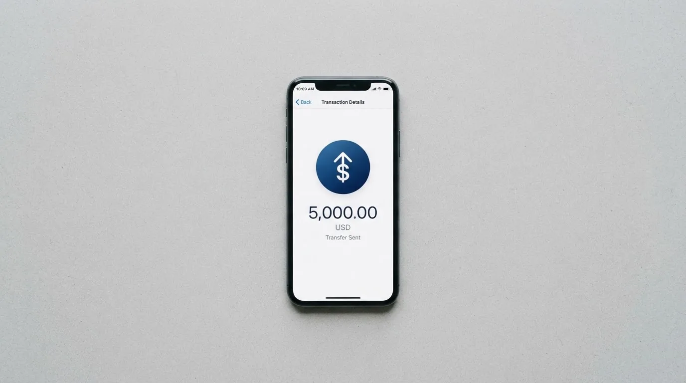 A phone showing a stablecoin transfer screen