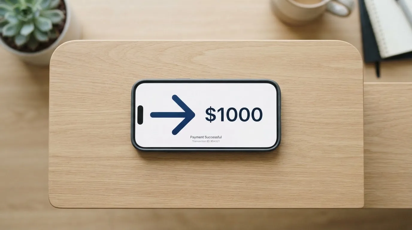 A phone showing a stablecoin transfer screen