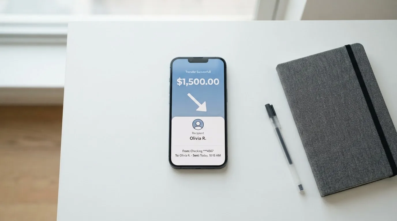 A phone showing a stablecoin transfer screen