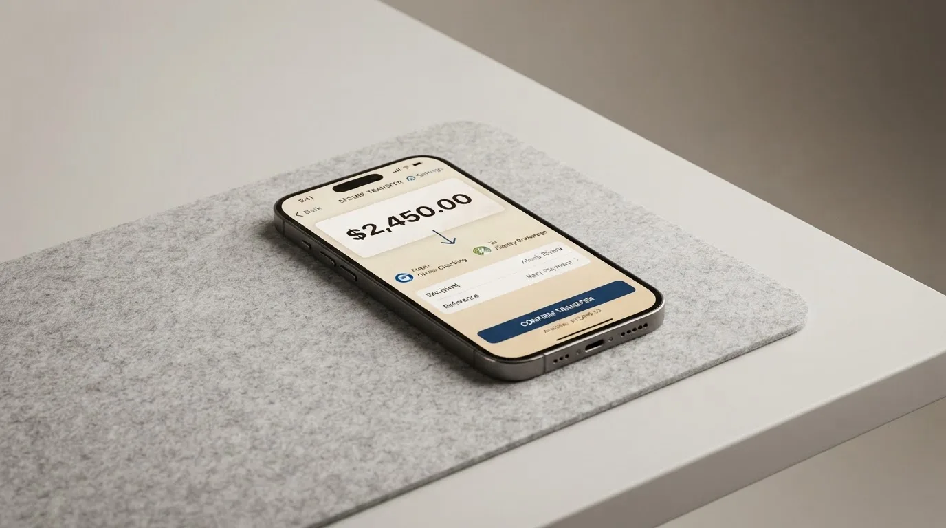A phone showing a stablecoin transfer screen
