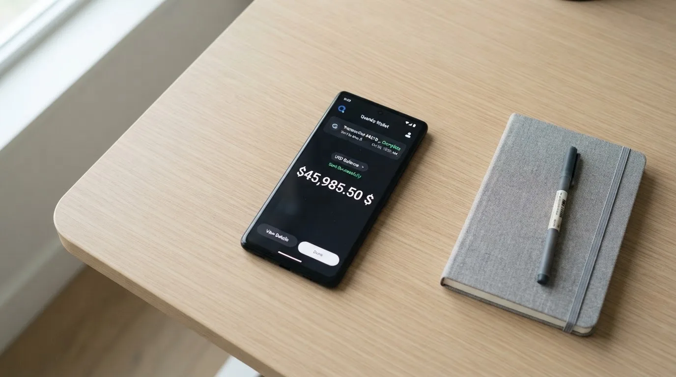 A phone showing a stablecoin transfer screen