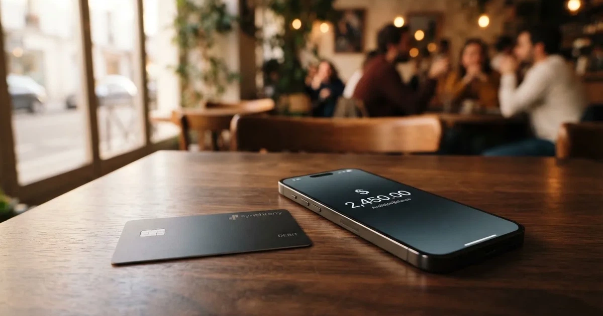 A payment card next to a phone with a crypto wallet app open