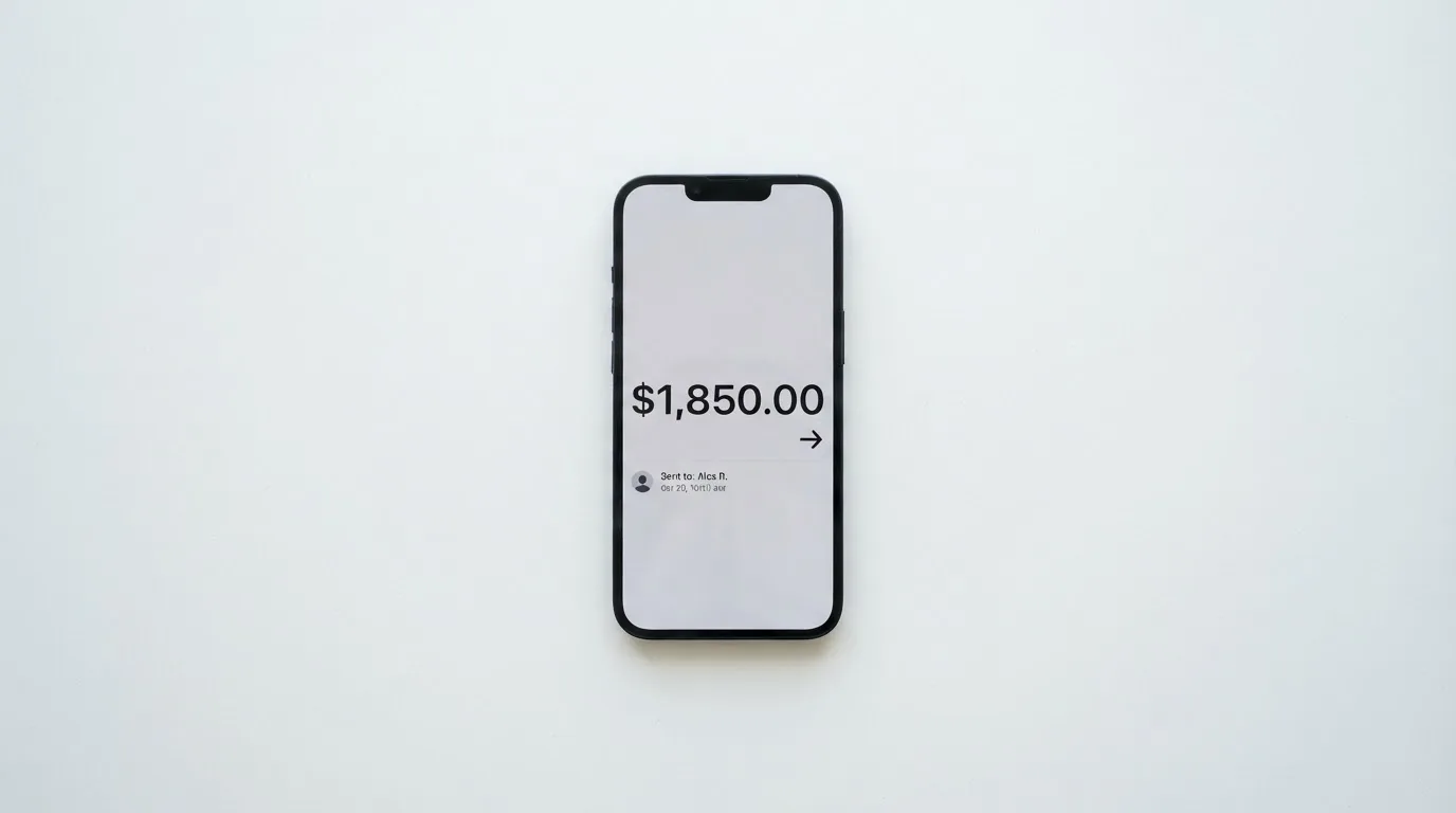 A phone showing a stablecoin transfer screen