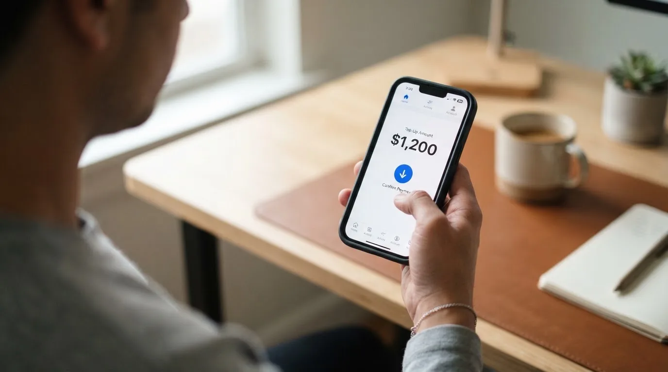 A phone showing a stablecoin transfer screen